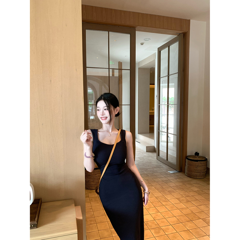 【Farte Shop】Tyrande Holiday Royal Blue Simple Sleeveless Dress for Women Spring/Summer Waist-Cinching Long Dress 【Farte Shop】Tyrande Holiday Royal Blue Simple Sleeveless Dress for Women Spring/Summer Waist-Cinching Long Dress
