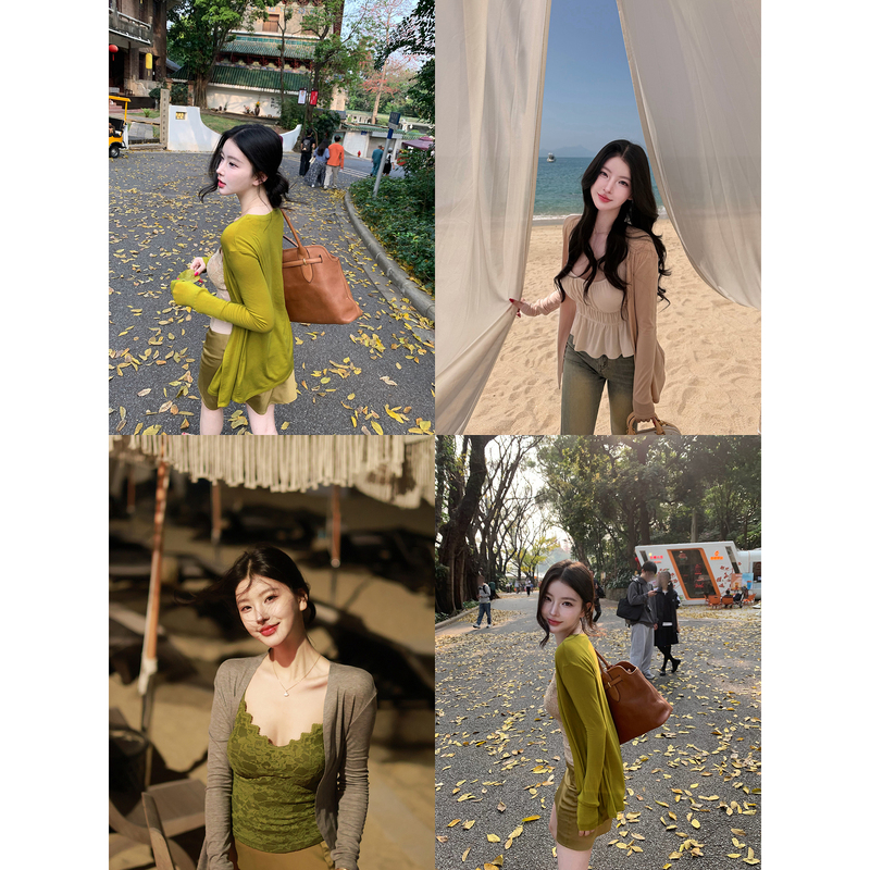 【Farte Shop】Dusk Manor Lyocell Cardigan Thin T-Shirt for Women Spring/Summer Breathable Tencel Top 【Farte Shop】Dusk Manor Lyocell Cardigan Thin T-Shirt for Women Spring/Summer Breathable Tencel Top