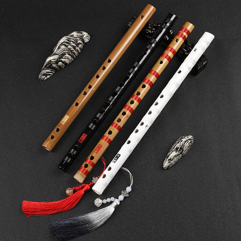 Six-hole vertical flute refined adult beginner flute professional playing practice Children's white straight flute bitter bamboo flute 