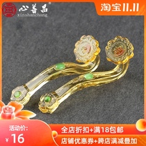 Funeral products Crystal Ruyi burial supplies Funeral sacrifices burial gold bars Ruyi yellow gold large trumpet