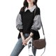 Outlets big-name cutting standard clearance pick-up leakage spring and autumn splicing lapel sweater women's age-reducing leave two-piece thin top