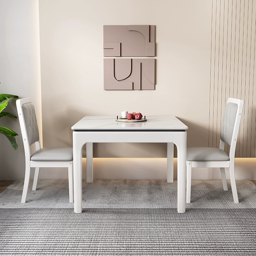 Легкий роскошный рок -доска обеденный стол современный минималистский сплошной деревянный квадратный стол квадратный стол домохозяйство маленькая квартира квадратный стол