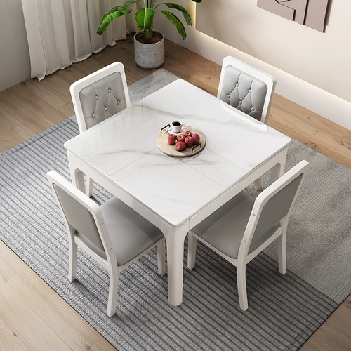 Легкий роскошный рок -доска обеденный стол современный минималистский сплошной деревянный квадратный стол квадратный стол домохозяйство маленькая квартира квадратный стол