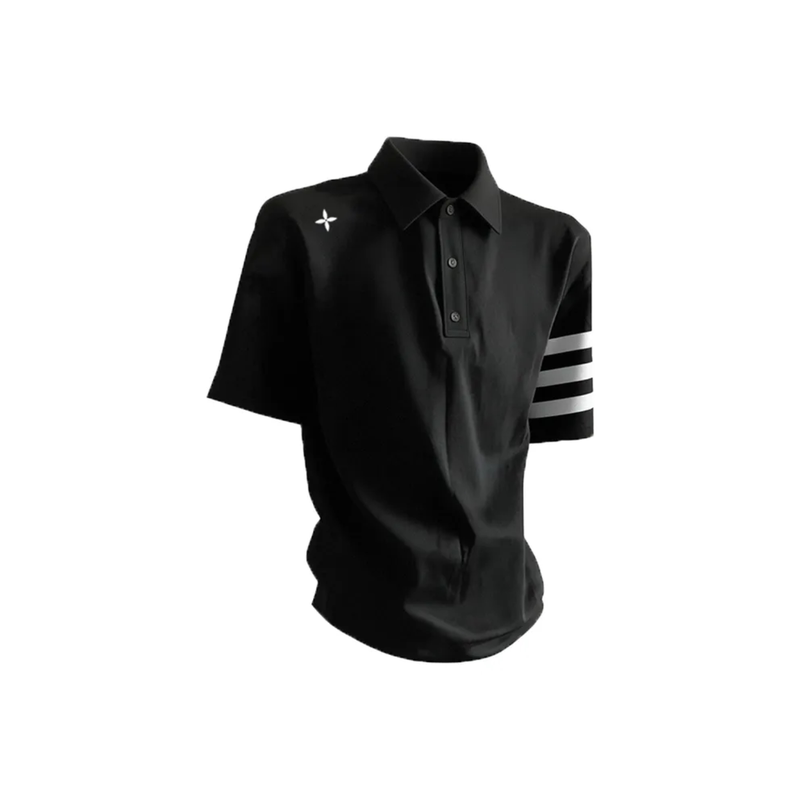Tldv Black and White Cross-Striped Minimalist American Retro Cleanfit Skin-Friendly Versatile Polo Shirt Tldv Black and White Cross-Striped Minimalist American Retro Cleanfit Skin-Friendly Versatile Polo Shirt