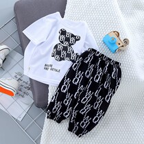 2021 summer new childrens short-sleeved suit mens and womens T-shirts childrens pants foreign style quick-drying two-piece set tide