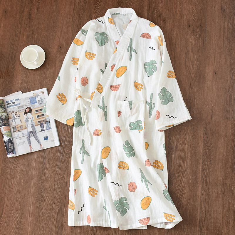 Mùa xuân và mùa hè phần mỏng nữ gạc bông vài chiếc áo choàng nam kimono Nhật Bản váy ngủ mồ hôi hấp quần áo đồ ngủ nam
