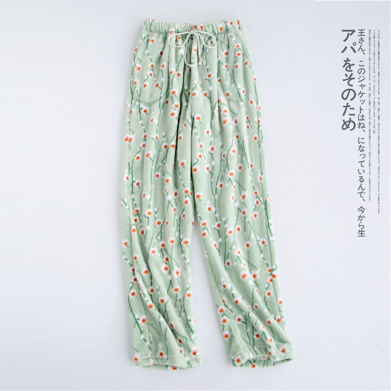 Người mẫu nam và nữ mùa thu và mùa đông dày đôi quần ngủ flannel nhung nhung nhà quần kích thước lớn có thể mặc bên ngoài cộng với nhung quần lót nam