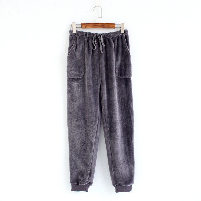 Quần flannel nhà mùa thu và mùa đông dày nam và nữ quần lông cừu san hô cộng với nhung ấm đôi vợ ngủ quần kích thước lớn đóng cửa quần ống suông nữ
