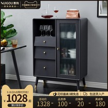 Nordic solid wood sideboard wine cabinet with wall tea cabinet modern minimalist kitchen cupboard cupboard