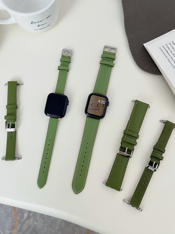 Avocado Green First-Layer Cowhide Leather Apple S9 Watch Band Suitable for Apple Watch 9876 Generation Se Quiet Watch Band Avocado Green First-Layer Cowhide Leather Apple S9 Watch Band Suitable for Apple Watch 9876 Generation Se Quiet Watch Band