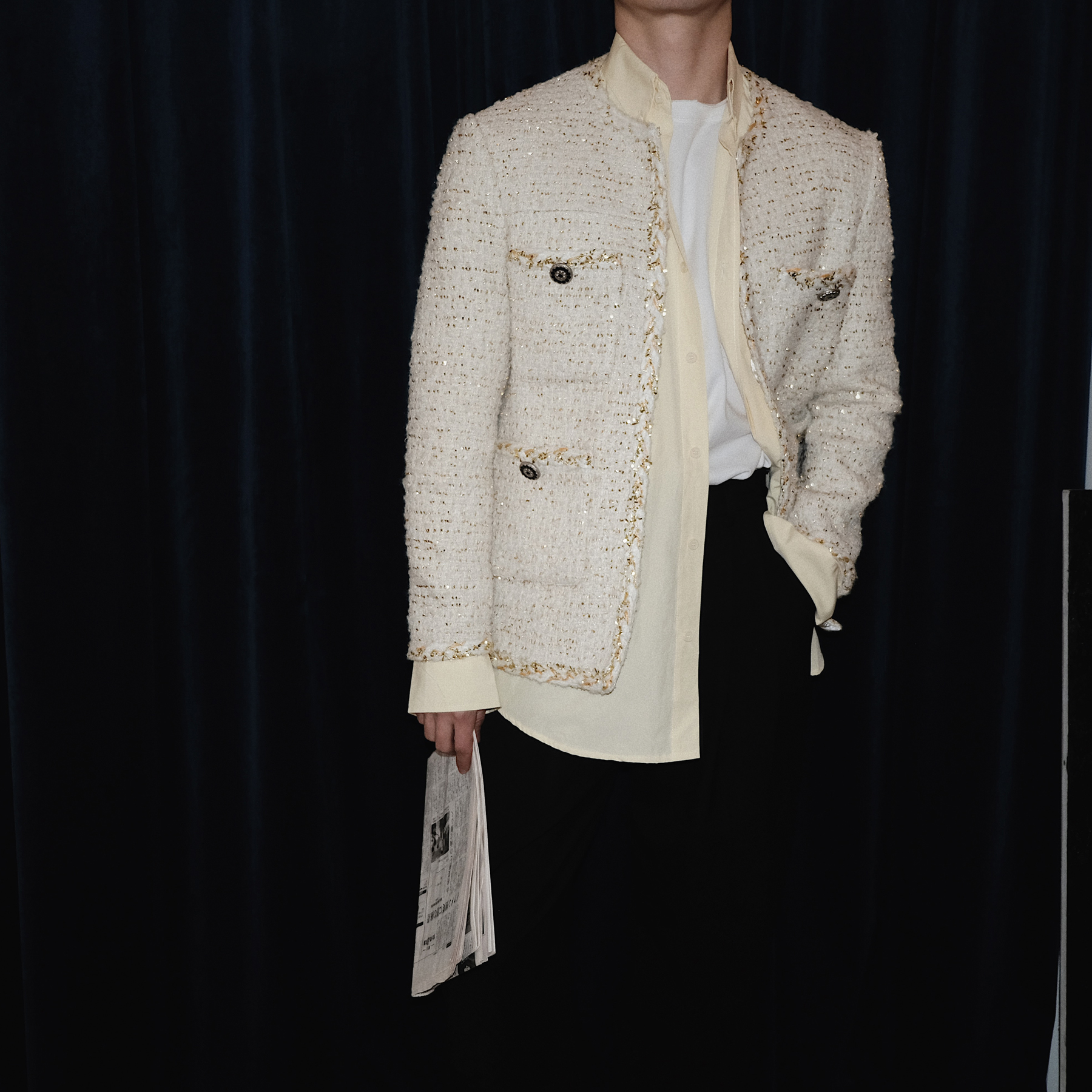 24KHOMME Private Custom Premium Woven Fabric Gold Silk Small Fragrant Jacket Coat Fashion Couple Style