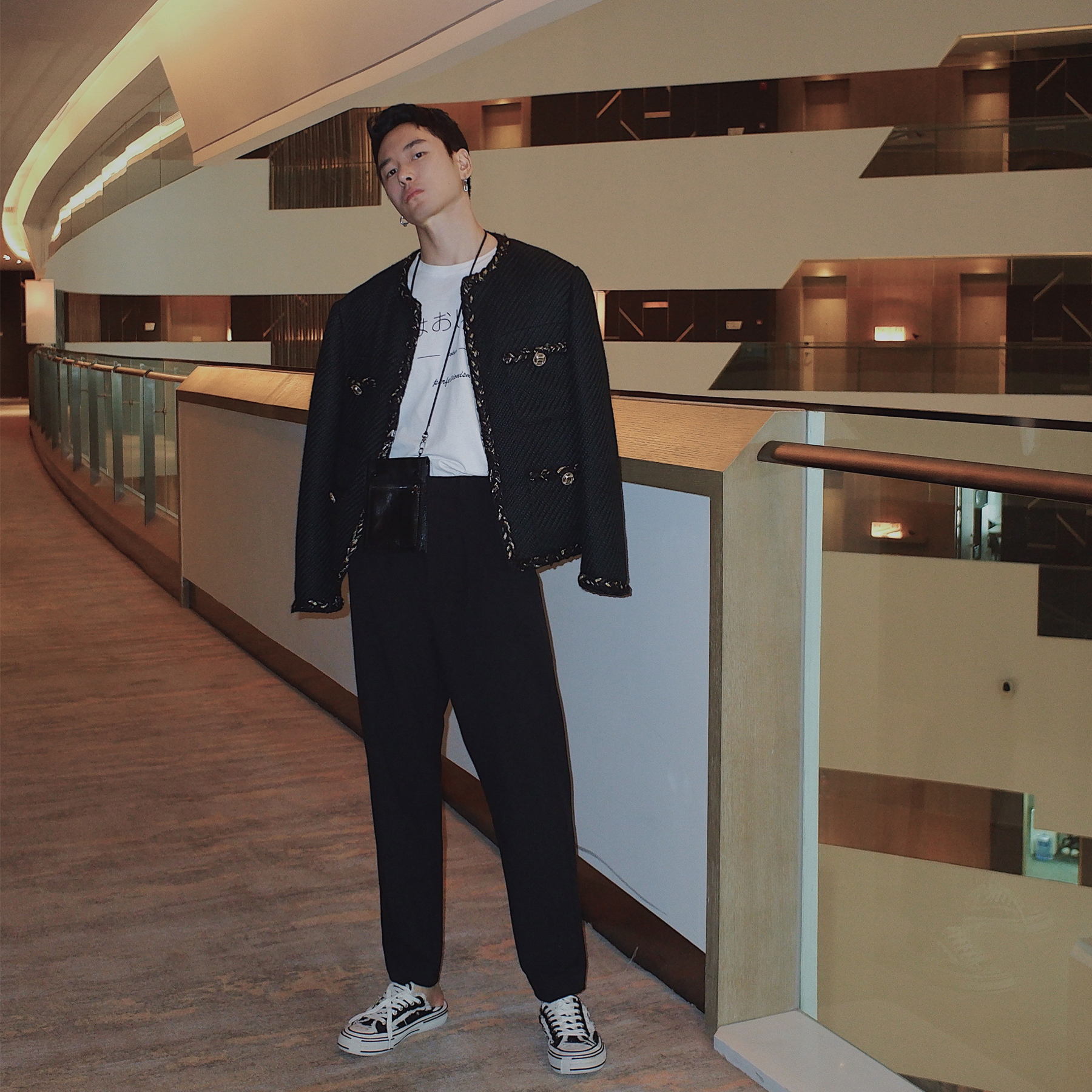 24K HOMME private custom small fragrant wind jacket jacket jacket men's temperament tweed fabric woven lace