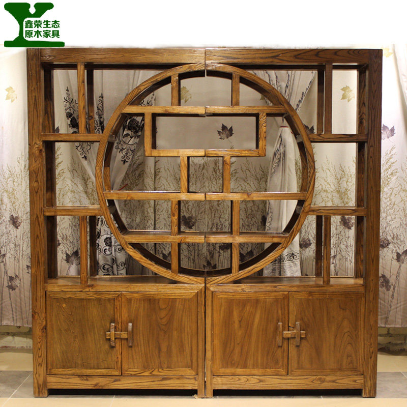 Old elm furniture Chinese style partition antique pure solid wood Bogu rack Duobaoge display rack antique shelf antique shelf