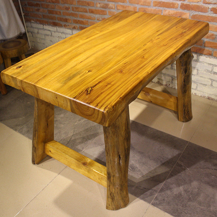 All solid wood furniture camphor wood furniture log pastoral original ecological Chinese rectangular dining table dining table can be customized