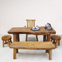 Camphor wood furniture original ecological tea table and chair combination balcony leisure table Chinese tea table Log root carving tea table Antique