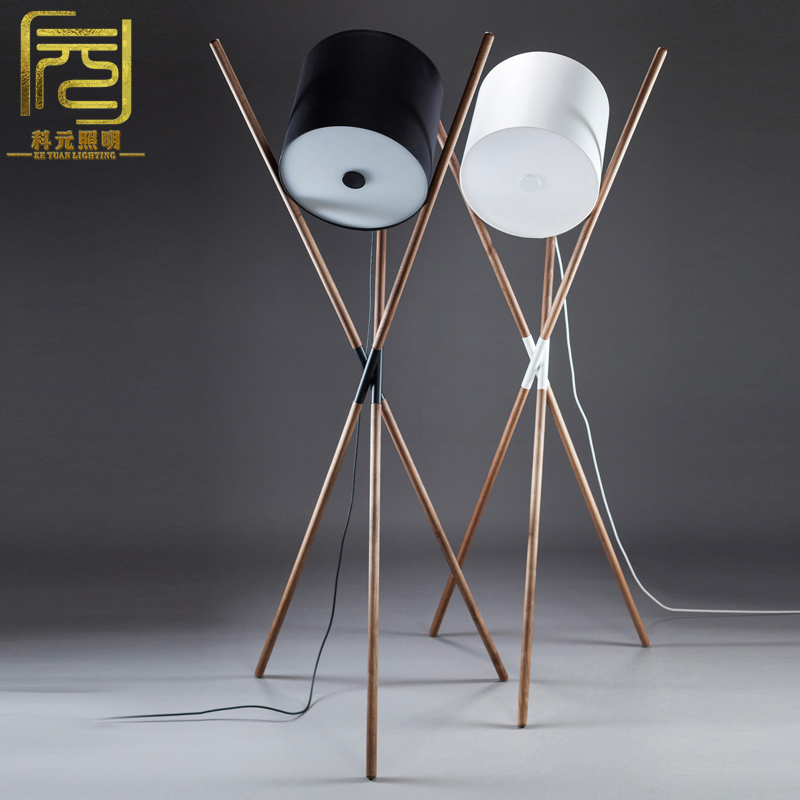Nordic designer floor lamp creative art walnut oak trident wood decorative floor lamp study floor lamp