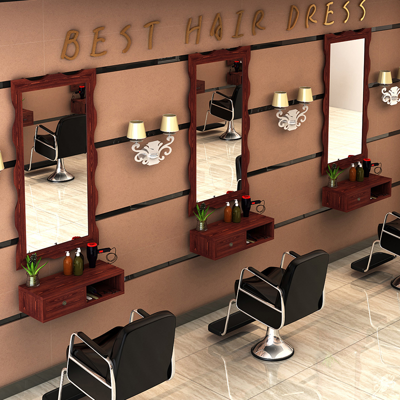 retro hair salon mirror wood barber shop mirror hairdressing table