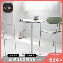 Table terrazzo small round table modern minimal dining table Nordic household balcony table café café dining table