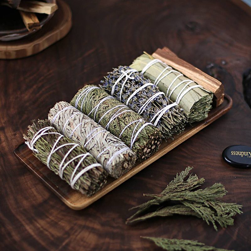 Shinshenri Herbal Natural Aromatherapy Cedar Stick Lavender Rosemary Blue and White Sage Smudging Purification