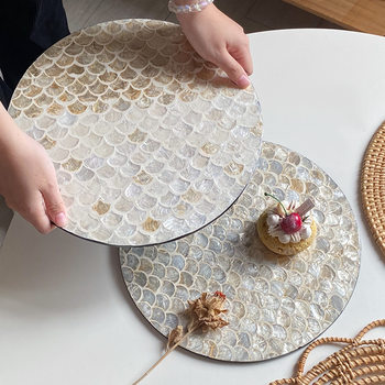 Natural shell placemat dining table insulation pad waterproof and oil-proof