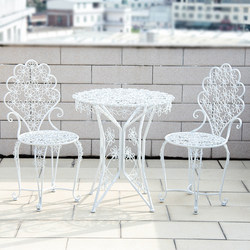 European-style White Balcony Table and Chair Combination Three-piece Set Modern Minimalist Iron Table and Two Chairs Garden Waterproof Outdoor Table and Chair