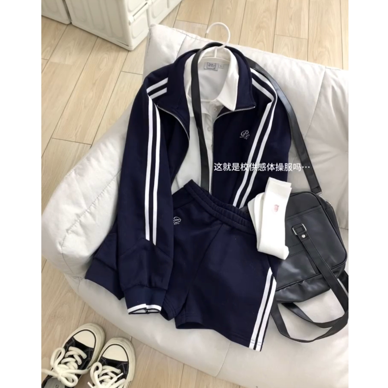 【Lingyin Gao】Women's Sportswear Set, Spring and Autumn Style, Japanese College Style, Versatile School Uniform, Sweatshirt and Sweatpants, Jk Uniform