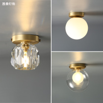 Crystal aisle lamp modern and simple all-copper ceiling lamp creative and personalized corridor cloakroom Nordic entrance lamp