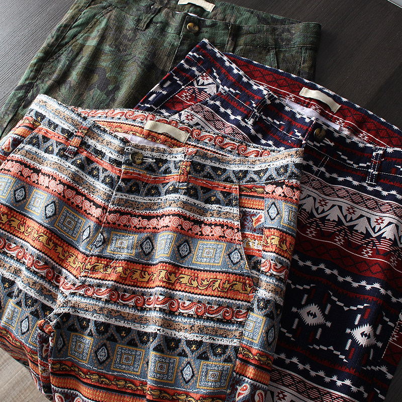 Foreign Trade Factory Cut Mark Tail Goods National Wind Day Ensemble Men's Body Comfort And Breathable Linen Casual Shorts 50% Pants