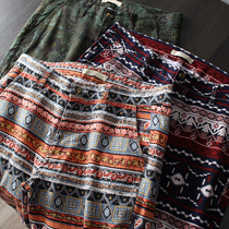 Foreign Trade Factory Cut Mark Tail Goods National Wind Day Ensemble Mens Body Comfort And Breathable Linen Casual Shorts 50% Pants