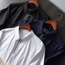 High-end line Ice Icy Fabric Laser Cutting Without Mark press offset New male short sleeve T-shirt POLO Shirt Tide