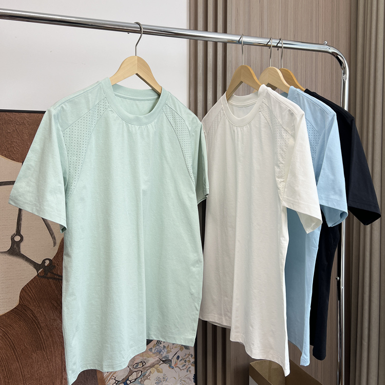 Outdoor Bird-Watching Functional Clothing! High-End Laminated Fabric + Laser Perforation! Summer Men's Quick-Drying Short-Sleeve T-Shirt for Export