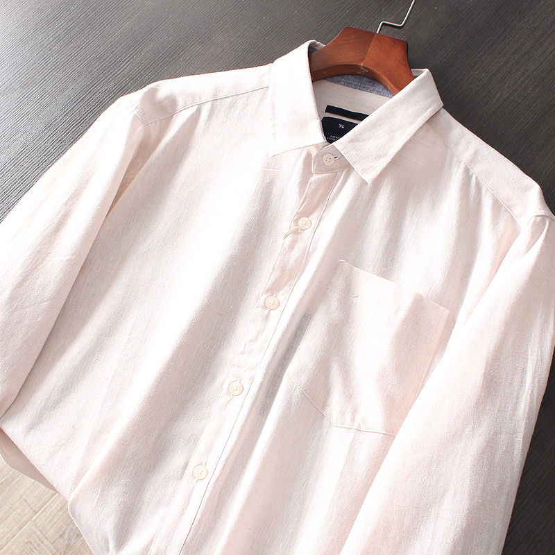 From Polish Summer Beloved Cotton Linen Fabric REGULAR Tailoring Spring Summer Men's Long Sleeve Shirt