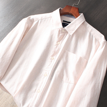 From Polish Summer Beloved Cotton Linen Fabric REGULAR Tailoring Spring Summer Mens Long Sleeve Shirt