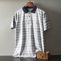 Counter-printing process with big code mens summer doing old washed full cotton striped short sleeves Polo shirts T2909