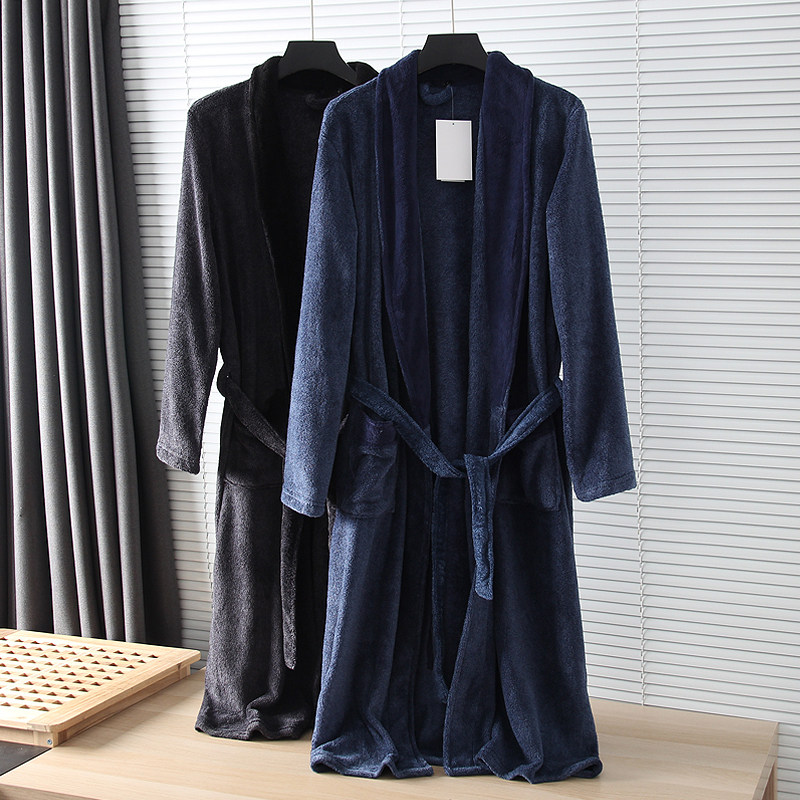 Export single self-leaving recommended foreign trade men's clothing autumn and winter fine and warm flange suede sleeping robe home clothes bathrobe