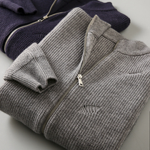 Factory Direct to Extravagant Tide Design Sense Foreign Trade Mens Factory Cut Tail Goods Fall Stand-up Collar Zip Knit Cardigan