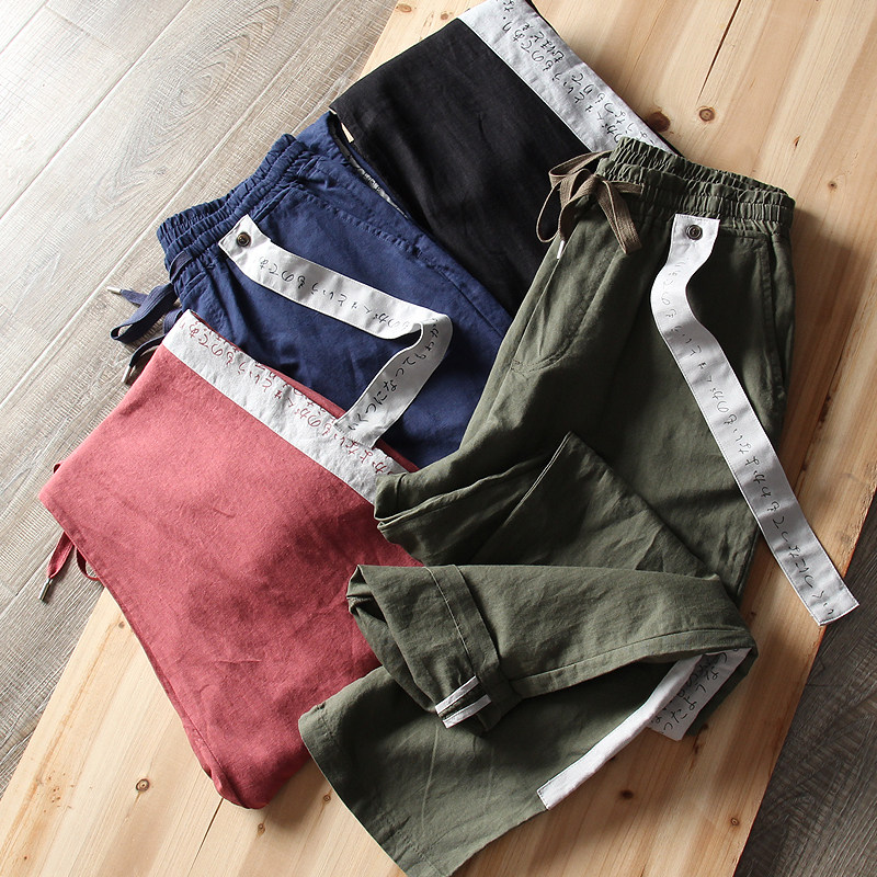 Day Series Hemp Cotton Fashion Foreign Trade Men's Clothing Factory Cut Tail Goods Summer Fashion 90% Casual Linen Pants Breathable Loose