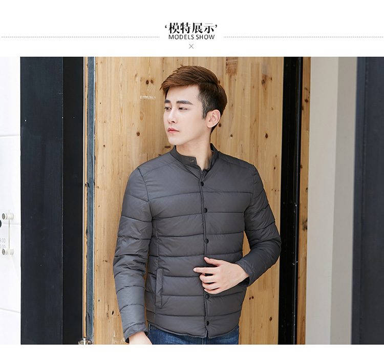 Mùa thu và mùa đông nam đứng cổ áo bông đơn mặc ngắn tay dài ấm áp nhỏ áo khoác cotton giữa và áo khoác cotton cũ tuổi áo bomber nam
