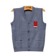 Mùa xuân và mùa thu vest nam trung niên áo len nam 60 tuổi cao cấp vest nam vai cha mặc vest đan không tay