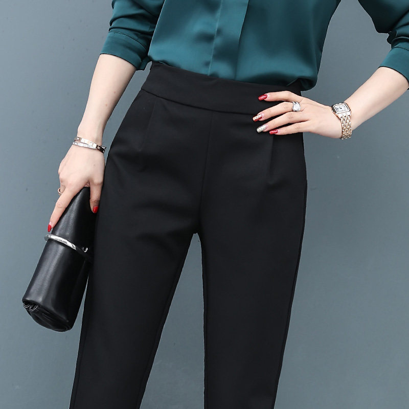 Pants Women Spring And Autumn 2022 New Loose Straight Leg High Waist Black Casual Suit Thin Nine Points Harlan Pants Tide