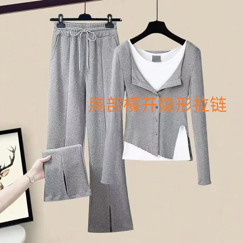Spring and Autumn Nursing Outfit Set 2024 New Thin Long-Sleeve Casual Maternity Wear Breastfeeding Set