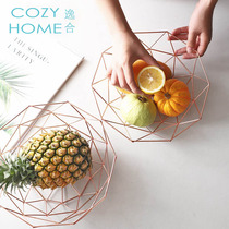Cozyhome Comfort Grid Iron Art Home Creative Fruit Snacks Storage Basket Hollowed-out Geometries Basket