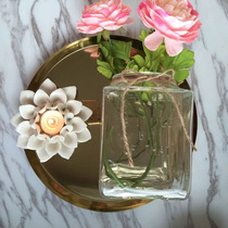 Cozyhome Comfort American Relief Literal Square Glass Lily Flower Bottle Transparent Flower Arrangement Floral Craft Pendulum