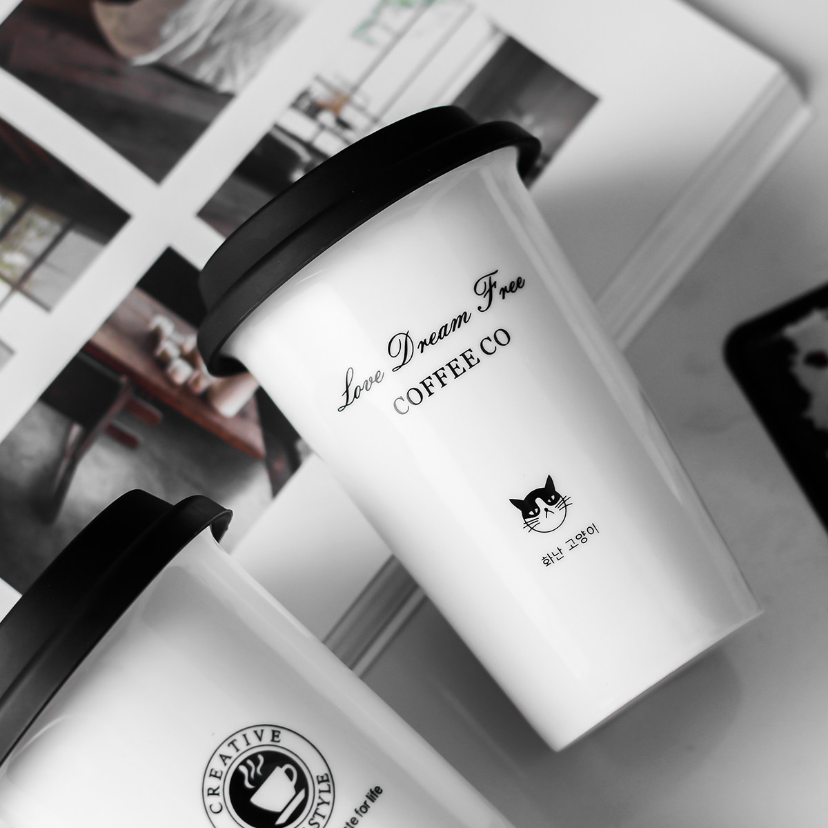 American Minimalist Creativity Accompanying Cup Mark Cup Milk Coffee Cup Milk Tea Cup Lady Drinking Water Cup Office With Lid Spoon