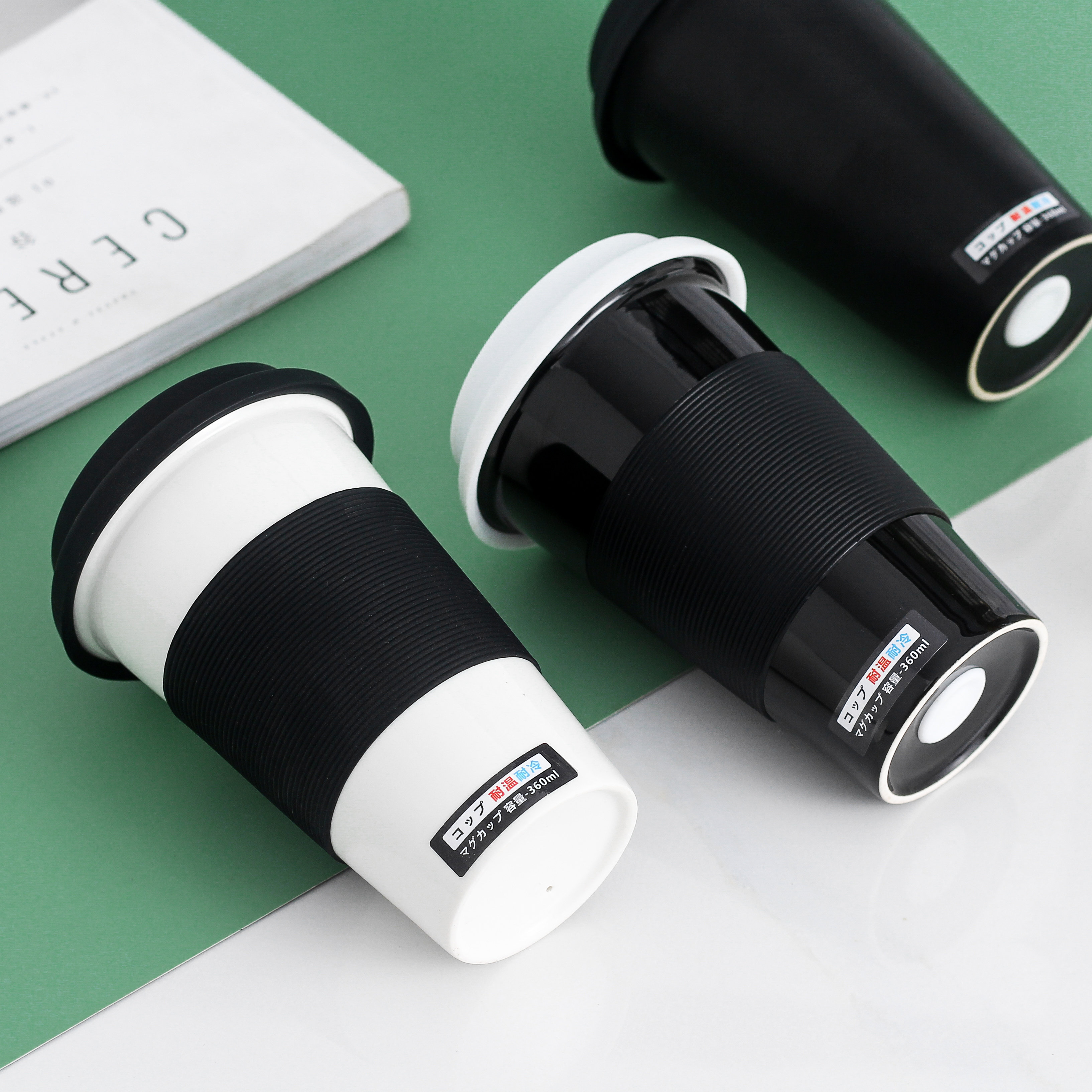 Creative Tide Water Glass With Hands Ceramic Double Mark Cup Pure Color Coffee Personality Home Cup Large Capacity With Lid Spoon