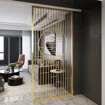 Stainless Steel Screen Iron Art Hollowed-out Partition Brief Modern Light Lavish Wire Drawing Titanium Metal Hotel Living Room Grillage Custom