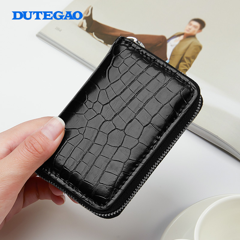 Crocodile Leather Card Holder for Men, Genuine Leather, Fashionable, Large Capacity, Multiple Card Slots, Card Holder, Coin Purse, Integrated Card Case, Small Wallet, New Product