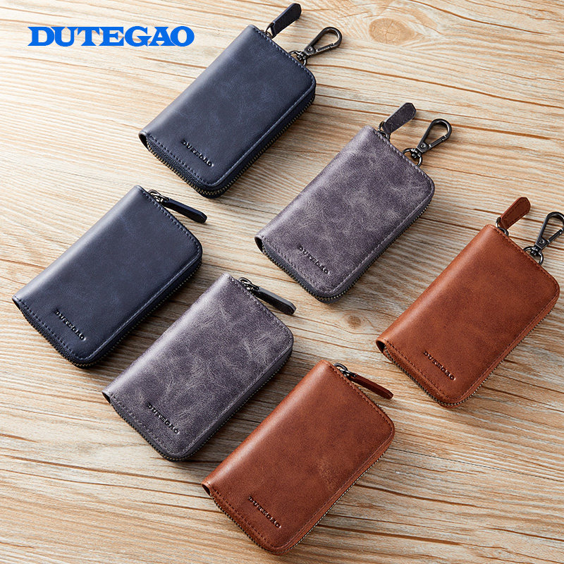 Key case men's leather key case multi-function car key case card case two-in-one large capacity fashion key case