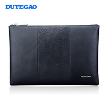 DUTEGAO mens leather handbag Envelope bag cowhide business mens bag clutch large capacity soft leather clutch