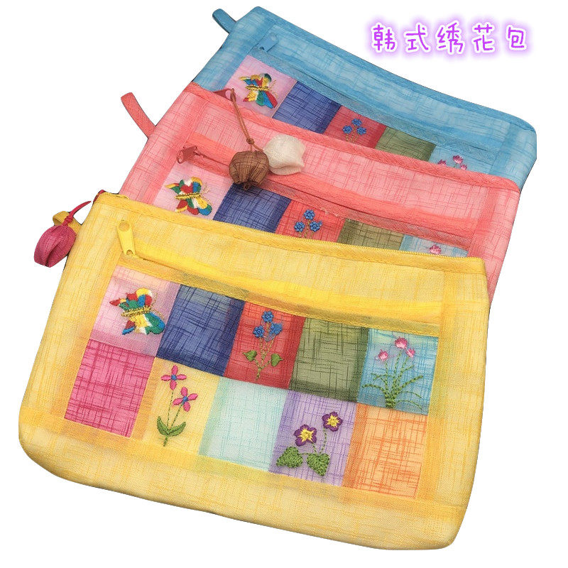 Korean folk bag Fabric cosmetic bag Storage bag Large mouth fabric bag Korean-style tourism commemorates Korean national tradition